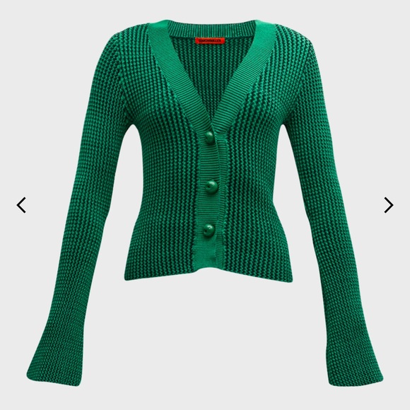 Simon miller peep textured knit cardigan in gummy green - Picture 3 of 7